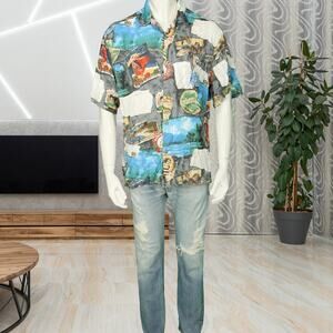 Jams World Vintage Hawaiian Postcard Aloha Shirt L